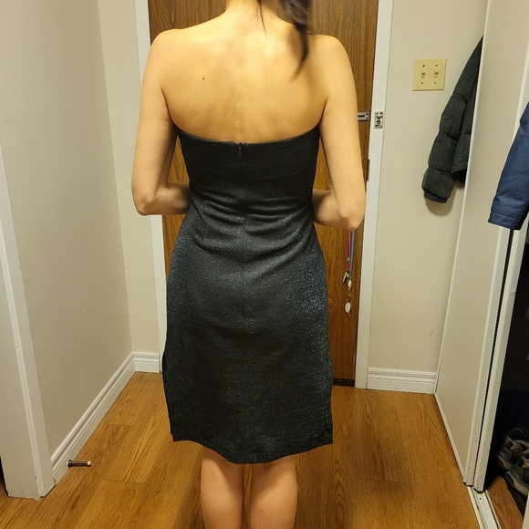 Black Sparkly Mini Bodycon Dress Stripless - Picture 3 of 6